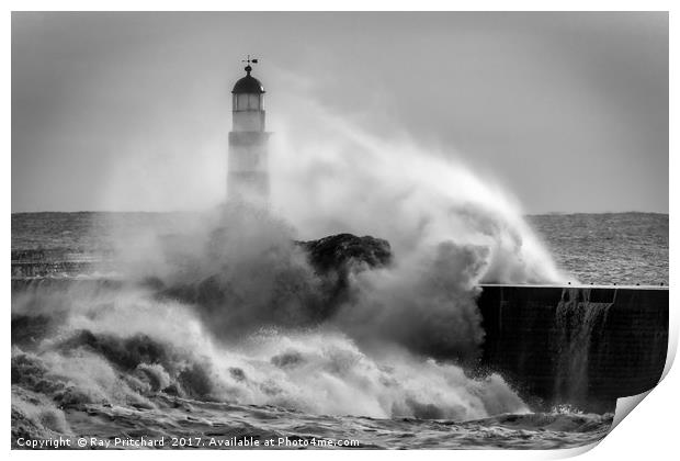 Storm Surge at Seaham Print by Ray Pritchard