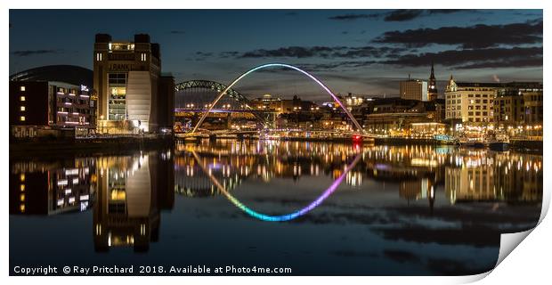 View up the River Tyne Print by Ray Pritchard