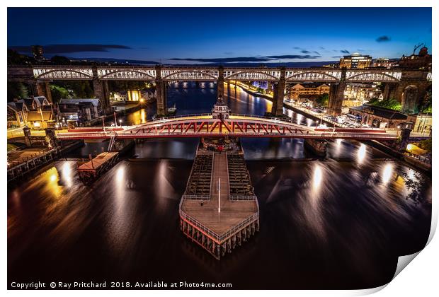 Swing Bridge at Newcastle Print by Ray Pritchard