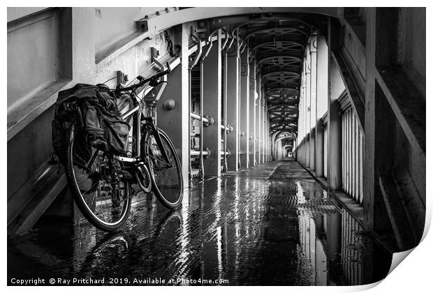 Bike on the High Level Bridge Print by Ray Pritchard