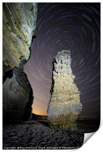 Lots Wife Startrail at Marsden Print by Ray Pritchard