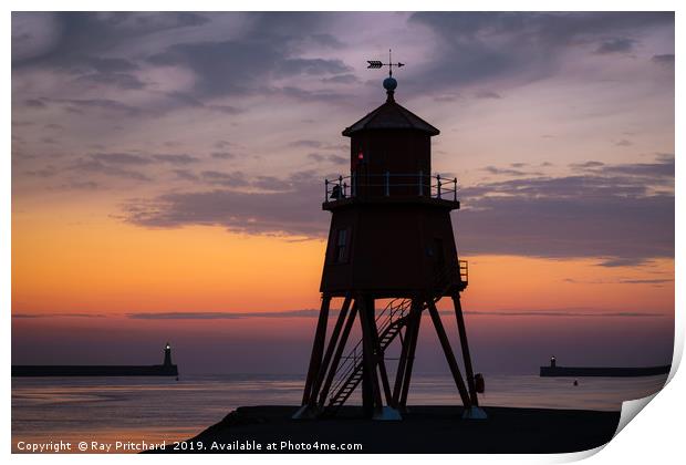 Herd Lighthouse Sunrise Print by Ray Pritchard