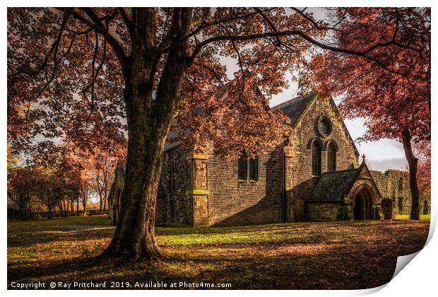 Autumn at ST Pauls Church Print by Ray Pritchard