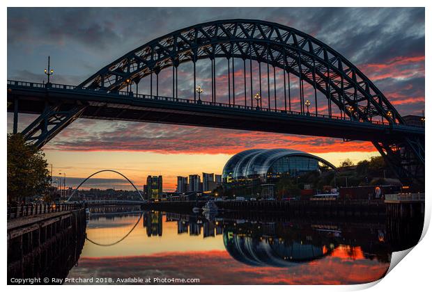 Sunrise Over the Tyne Print by Ray Pritchard