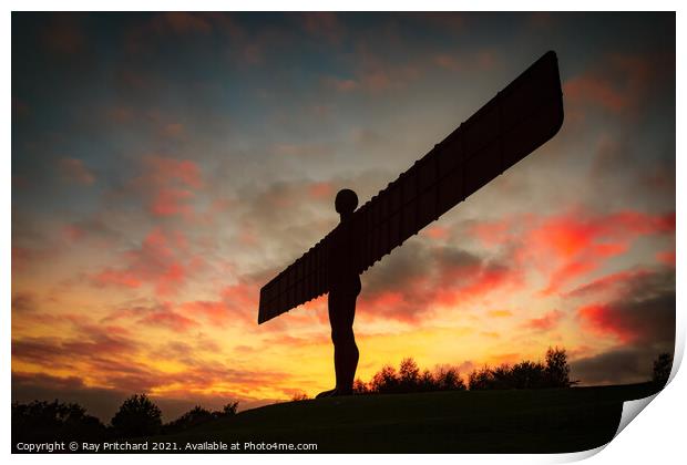 Angel of the North at Sunset  Print by Ray Pritchard