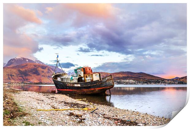 Corpach Shipwreck, Loch Linnhe, Fort William. Print by chris smith