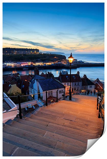 Sunset from the 199 steps whitby. Print by chris smith