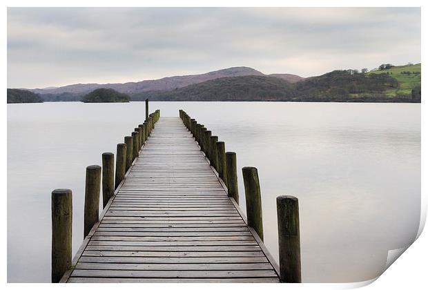 Wooden jetty  in the lake district. Print by chris smith