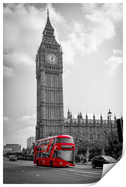 Big ben and Red Bus  Print by chris smith