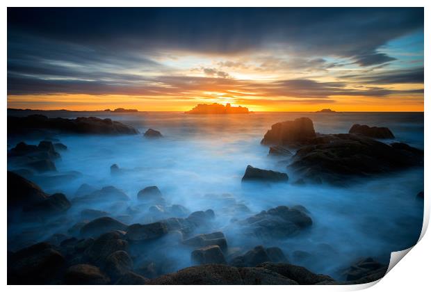 Sunset at cobo bay Guernsey  Print by chris smith