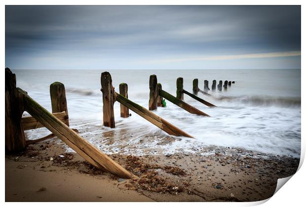  Wooden groynes  Print by chris smith
