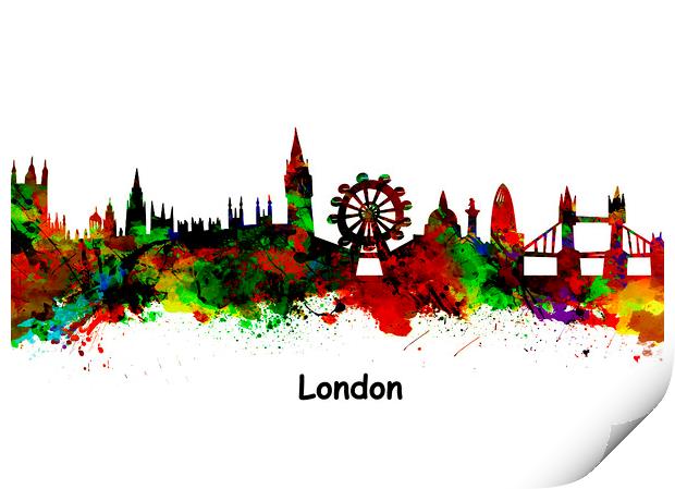 London Watercolor skyline  Print by chris smith