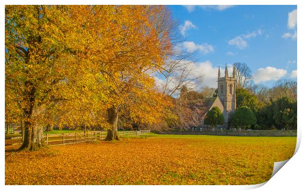 St Nicholas Church ,Chawton near Alton Hampshire. Autumn  Print by Philip Enticknap