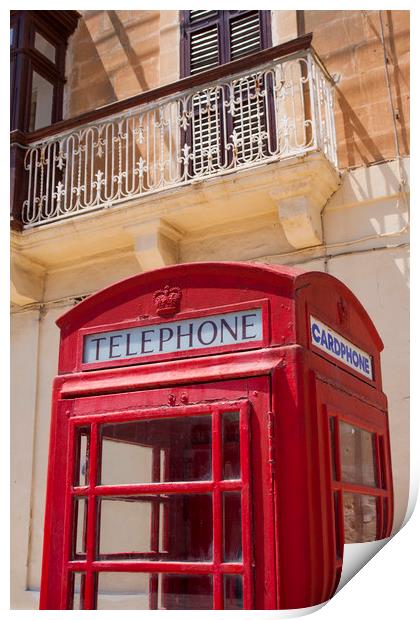 Red telephone box, Malta Print by Philip Enticknap