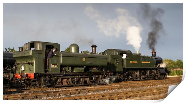 GWR pannier tank No 3650 4144 and large prairie lo Print by Philip Enticknap