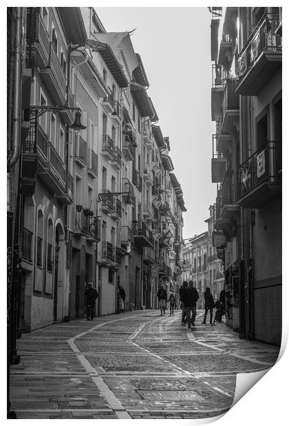 Street Sceane Pamplona Old Town.Navarra Spain Print by Philip Enticknap