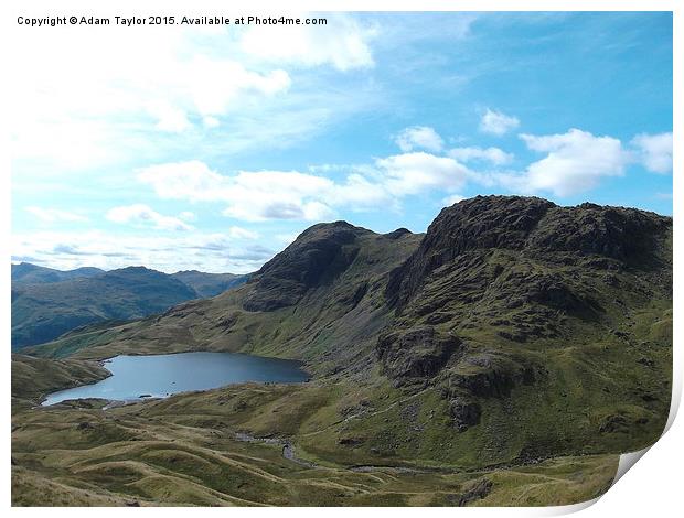 Langdale pikes and stickle tarn in summer glory,  Print by Adam Taylor