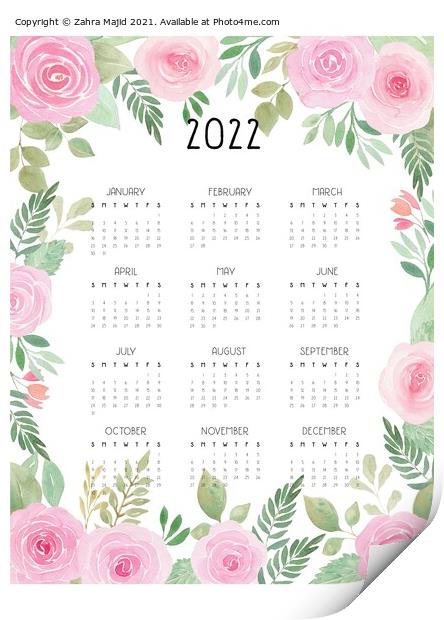 2022 floral calendar Print by Zahra Majid