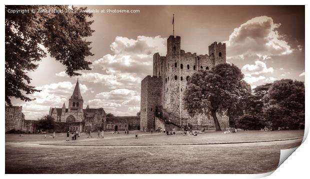 Rochester Castle in Kent uk Print by Zahra Majid