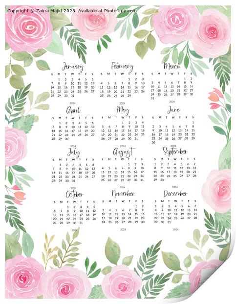 2024 Calendar Print by Zahra Majid