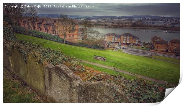 An old graveyard overlooking the lovely Medway riv Print by Zahra Majid