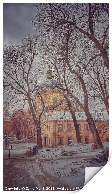 Winter in Lviv Print by Zahra Majid