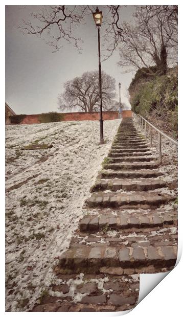 A Wintery Stairway to Heaven Print by Zahra Majid