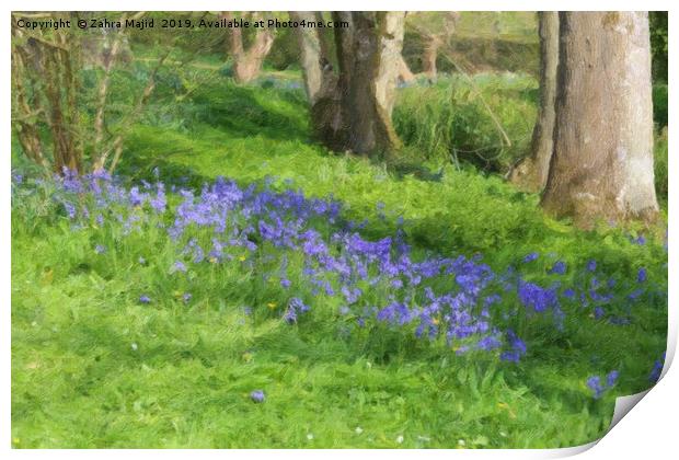 Enchanted Bluebell Galore Print by Zahra Majid