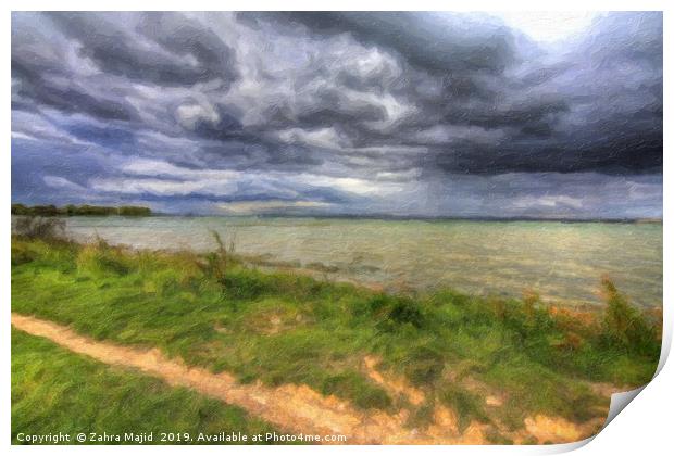 Painterly Picturesque Kent Seascape Print by Zahra Majid