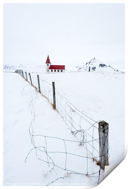 Hellnar Church, Iceland Print by Peter O'Reilly