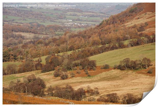 Autumn colours at Storey Arms, Brecon Beacons, South Wales, UK. Print by Andrew Bartlett