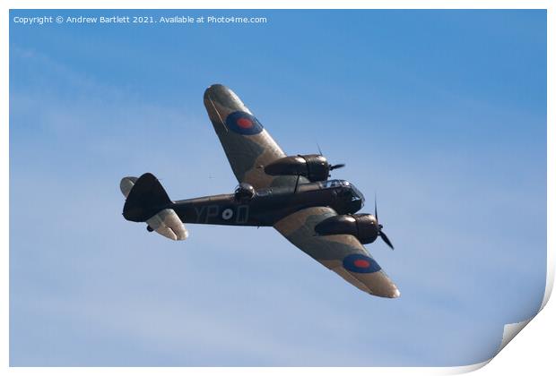 The Bristol Blenheim MK-1 at Wales National Airsho Print by Andrew Bartlett