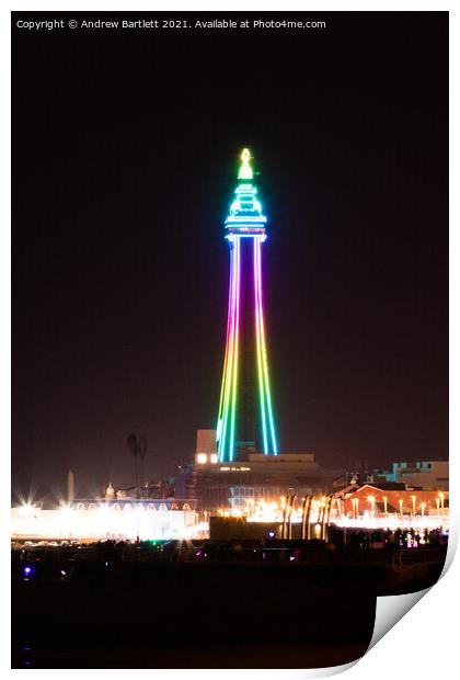 Blackpool Tower at night Print by Andrew Bartlett