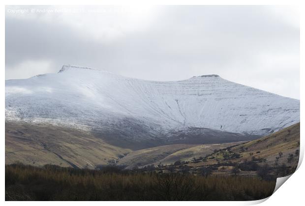 Snow at the Brecon Beacons, South Wales, UK Print by Andrew Bartlett