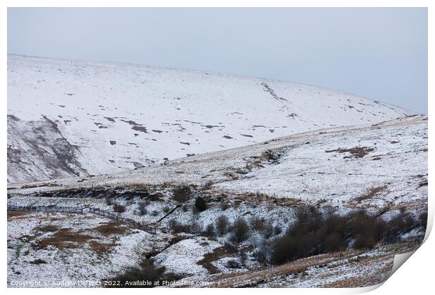 Snow at Storey Arms, Brecon Beacons, South Wales, UK.   Print by Andrew Bartlett