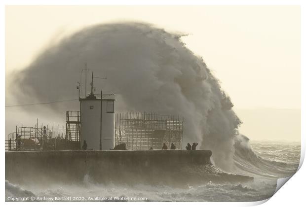 Storm Eunice at Porthcawl Print by Andrew Bartlett