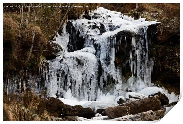 Frozen waterfall at Brecon Beacons, South Wales UK Print by Andrew Bartlett