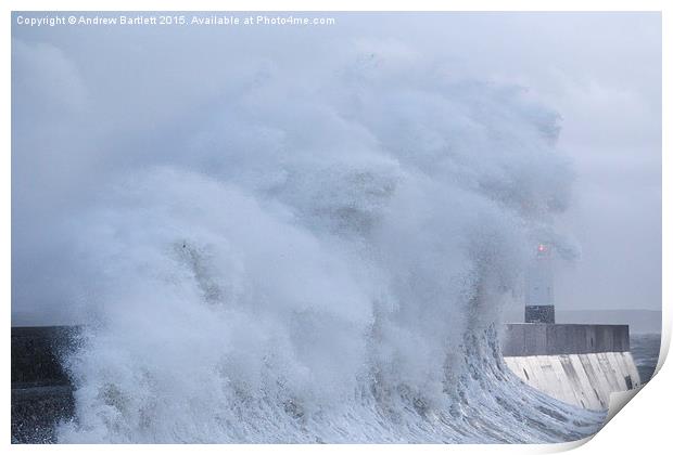  Porthcawl lighthouse, South Wales, UK, in a storm Print by Andrew Bartlett