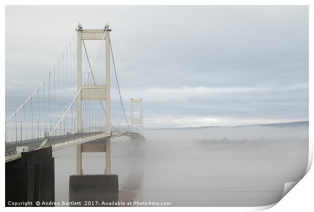 Severe fog at the Severn Bridge, UK. Print by Andrew Bartlett