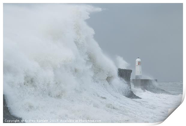 Porthcawl, South Wales, UK, during Storm Brian. Print by Andrew Bartlett