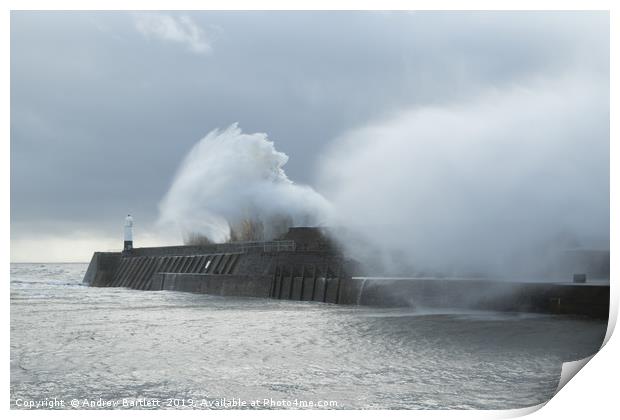 Porthcawl hit by a huge waves Print by Andrew Bartlett