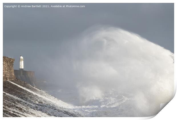 Porthcawl waves by Storm Freya Print by Andrew Bartlett