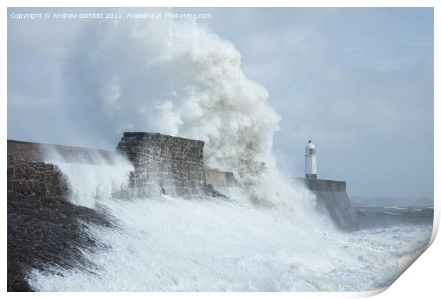 Large waves at Porthcawl, South Wales, UK. Print by Andrew Bartlett