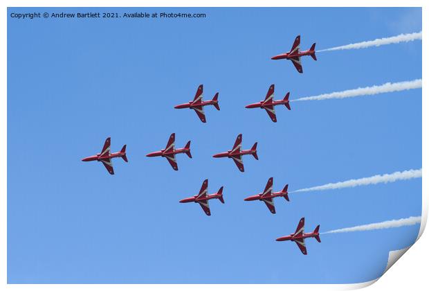 RAF Red Arrows flypast Print by Andrew Bartlett