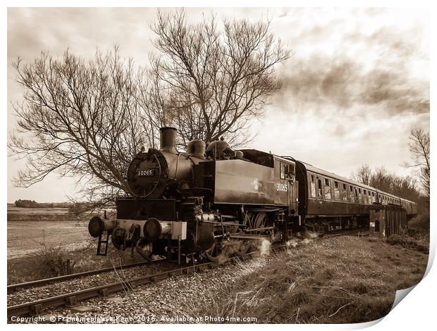 Kent And East Sussex Steam Train in Sepia Print by Framemeplease UK