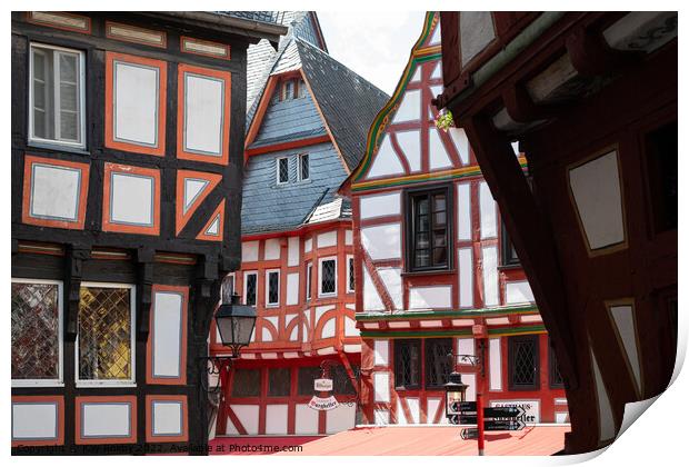 half timbered buildings Print by Kay Roxby