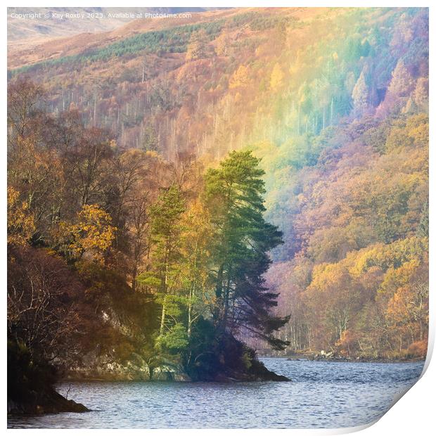 Ellen's Isle rainbow Loch Katrine Print by Kay Roxby