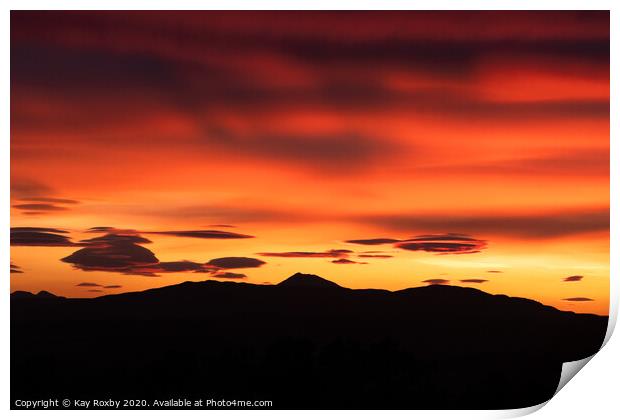 Ben Lomond sunset Print by Kay Roxby