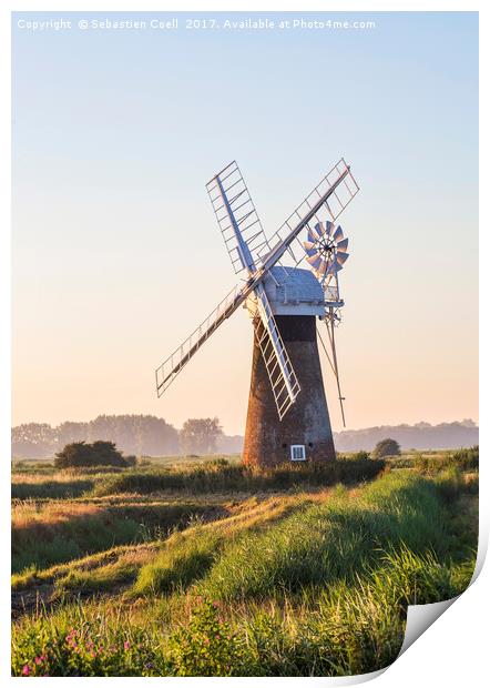 Thurne windpump amongst the grass  Print by Sebastien Coell