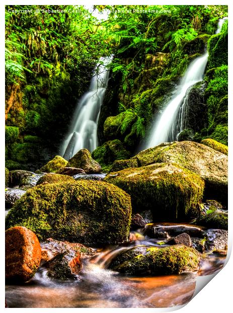 Venford waterfall on the Dartmoor national park Print by Sebastien Coell